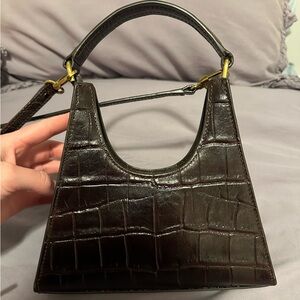 Staud mini croc embossed leather hobo bag
